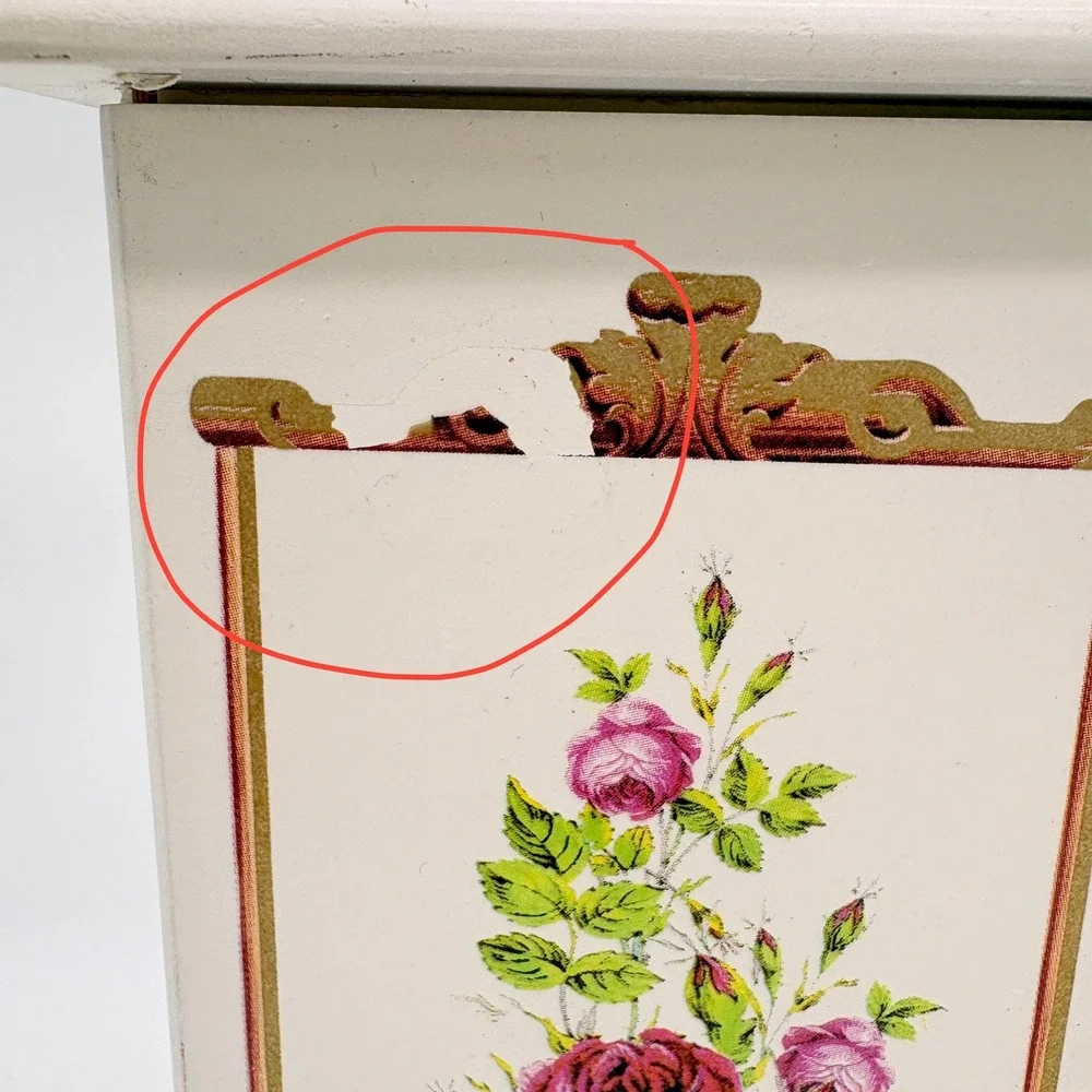 Vintage Shabby Chic White Floral Jewelry Armoire Rose Trinket Box Organizer